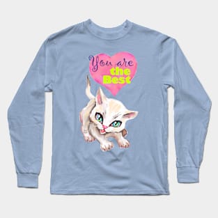 Sweet cute white kitten best friend. Love you cat. Long Sleeve T-Shirt